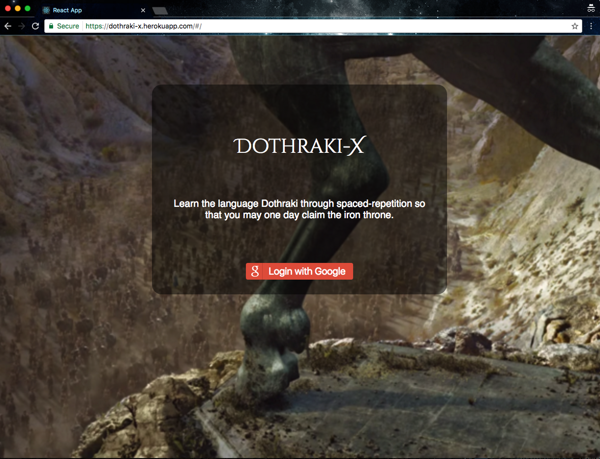 screenshot of dothraki x app